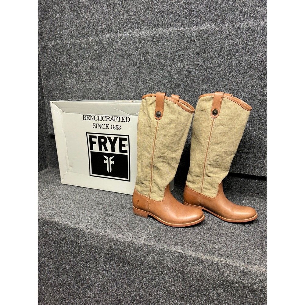 Frye Melissa riding boot 6 canvas leather cowgirl cottage prairie Gorpcore boho